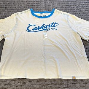 NWT women’s Carhartt short sleeve tee size XL blue and white